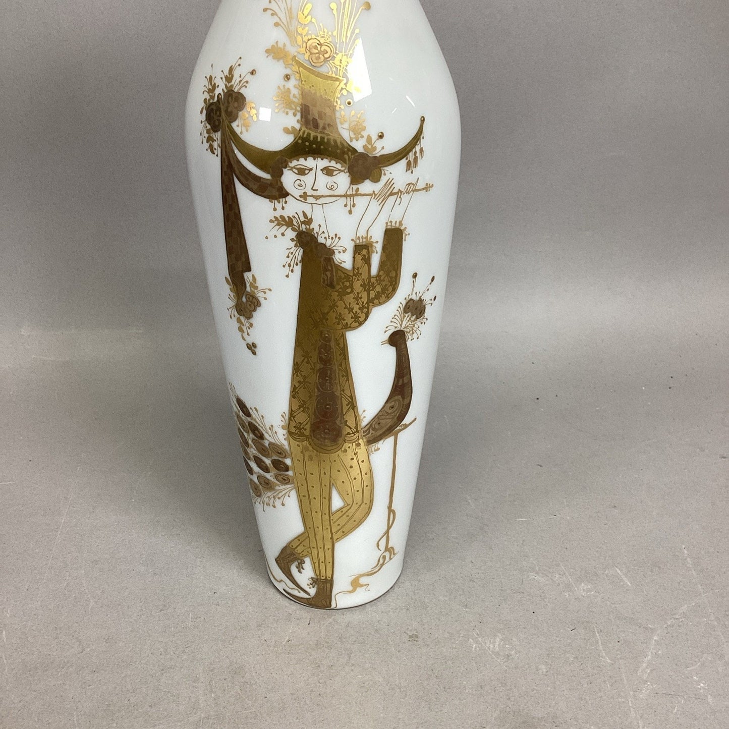Bjorn Wiinglad Rosenthal Porcelain & Gold Decorative Vase - Germany - 13”H #1583