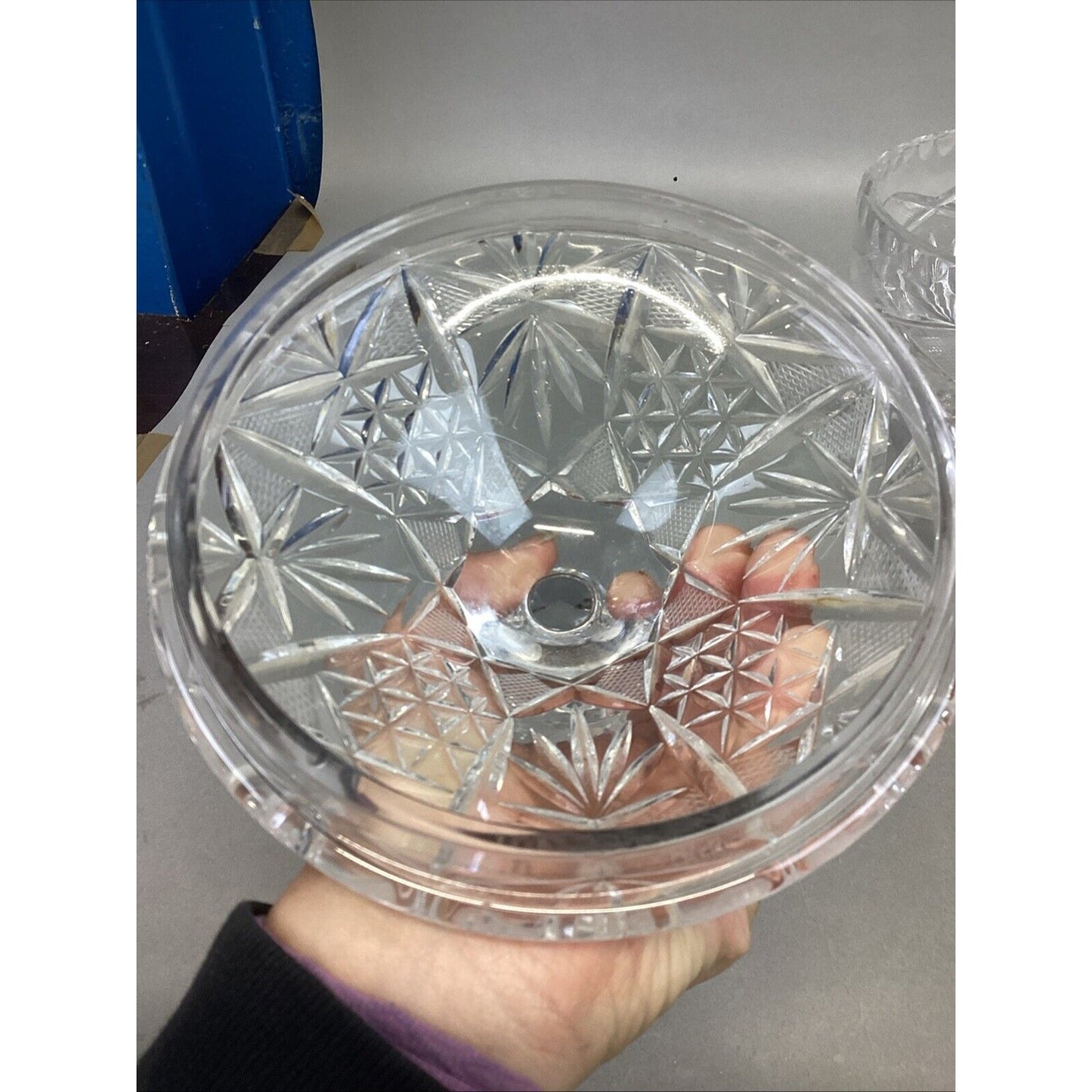Vintage Decorative Cut Glass Pedestal Dome Lid Candy Nut Dish - 12”H