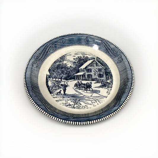 Royal China By Jeanette Blue Currier & Ives "Snowy Morning" 10" Pie Plate