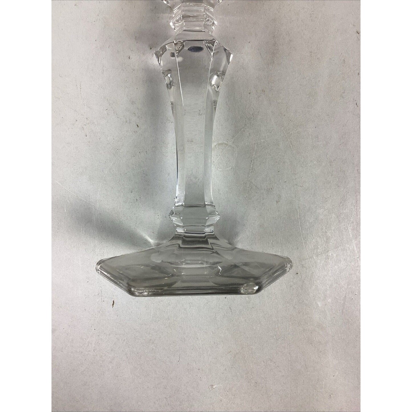 Elegant Clear Glass Candle Holder With Hexagon Base - 8”H