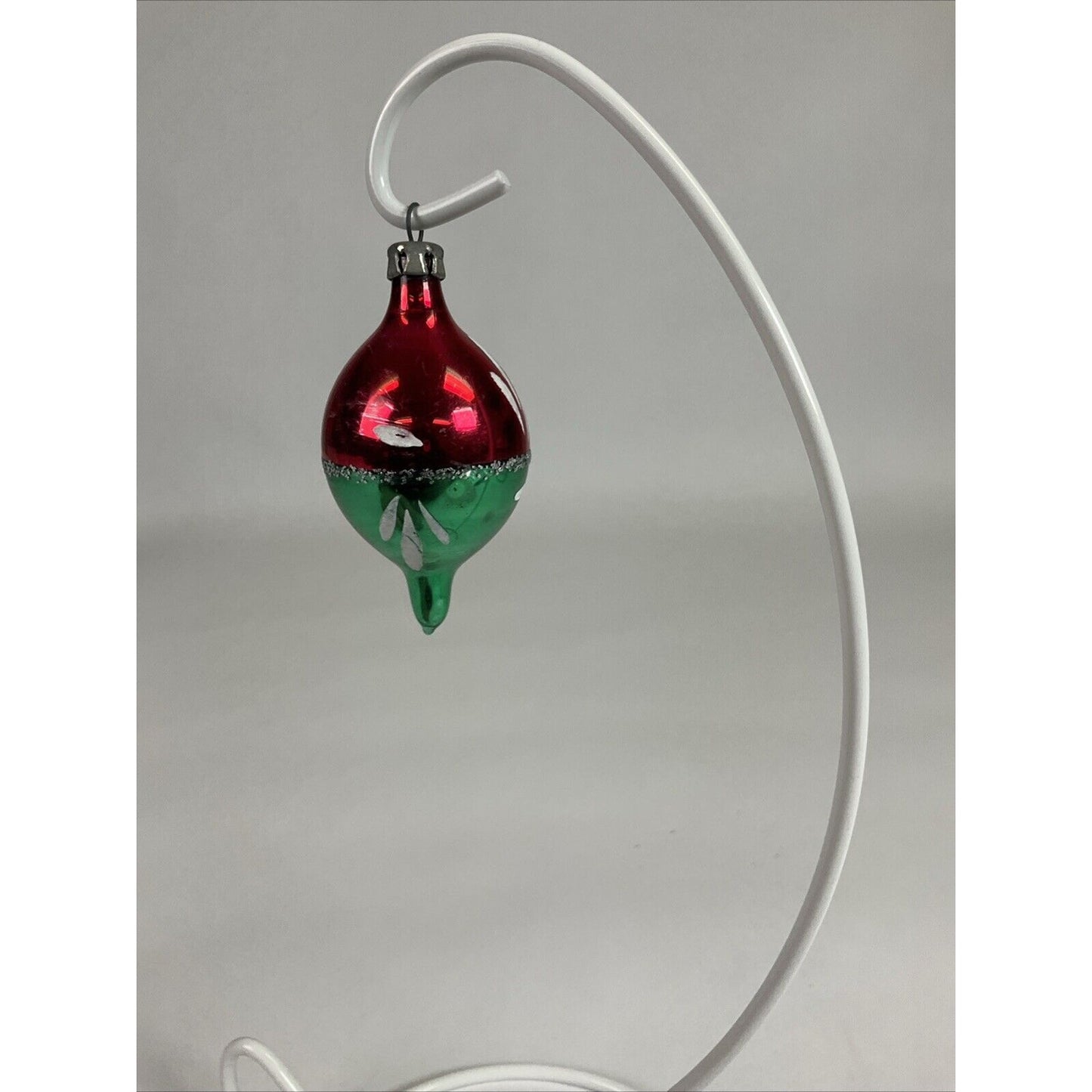 Vintage Red And Green Icicle Indented Hand Painted Christmas Ornament