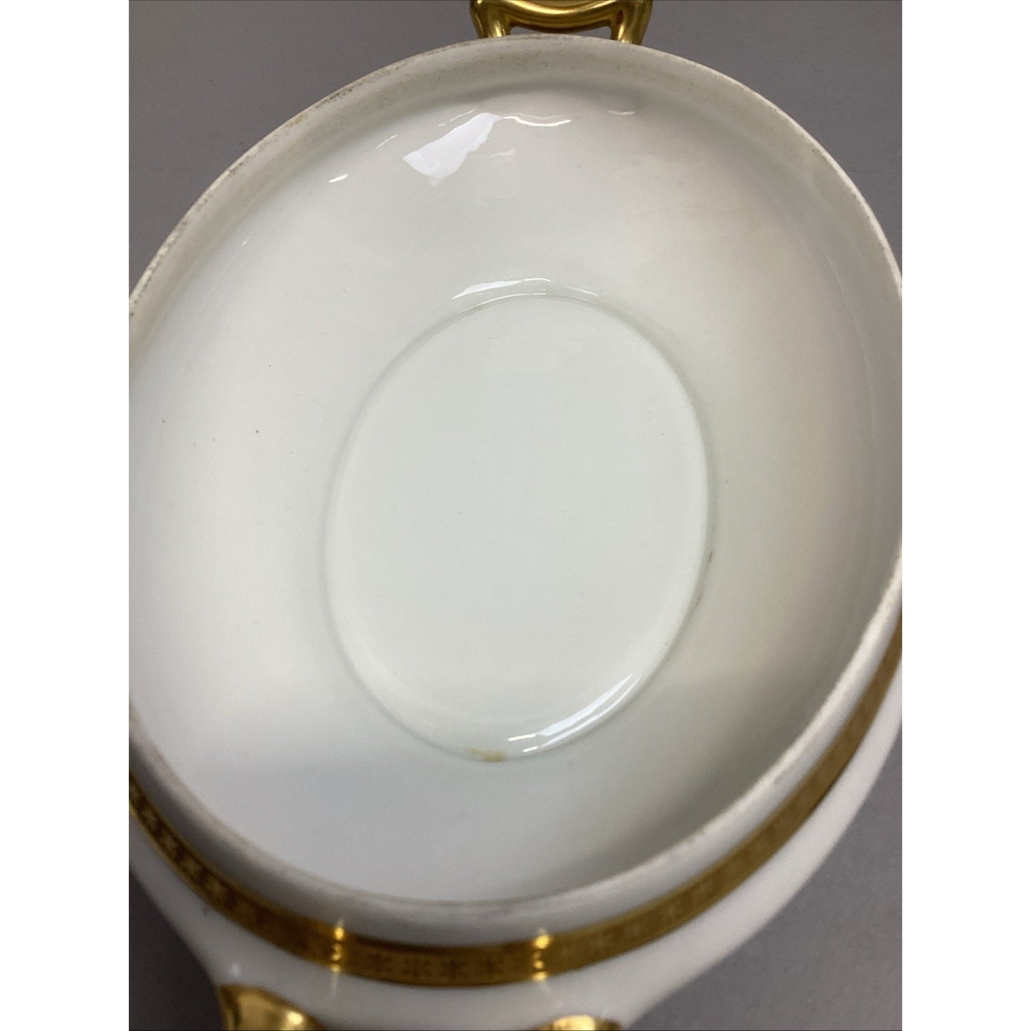 Limoges Elite White W/ Gold Encrusted Oval Covered Vegetable Dish French China