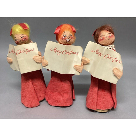 Vintage 1970 Annalee Singing Choir Girls Set of 3 Christmas Dolls