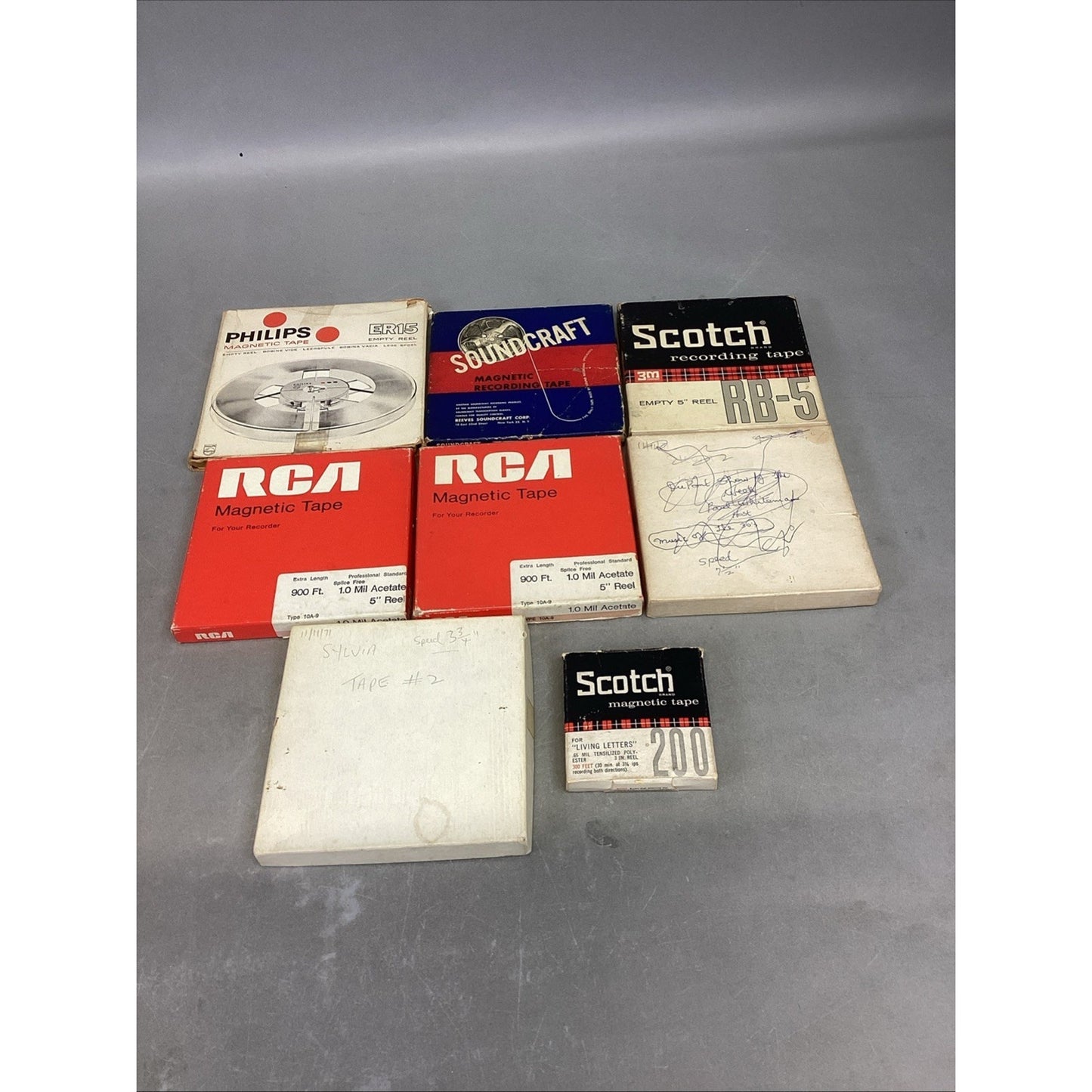 8 Philips Soundcraft Scotch RCA Pre-Recorded Magnetic Tape Reels Different Sizes