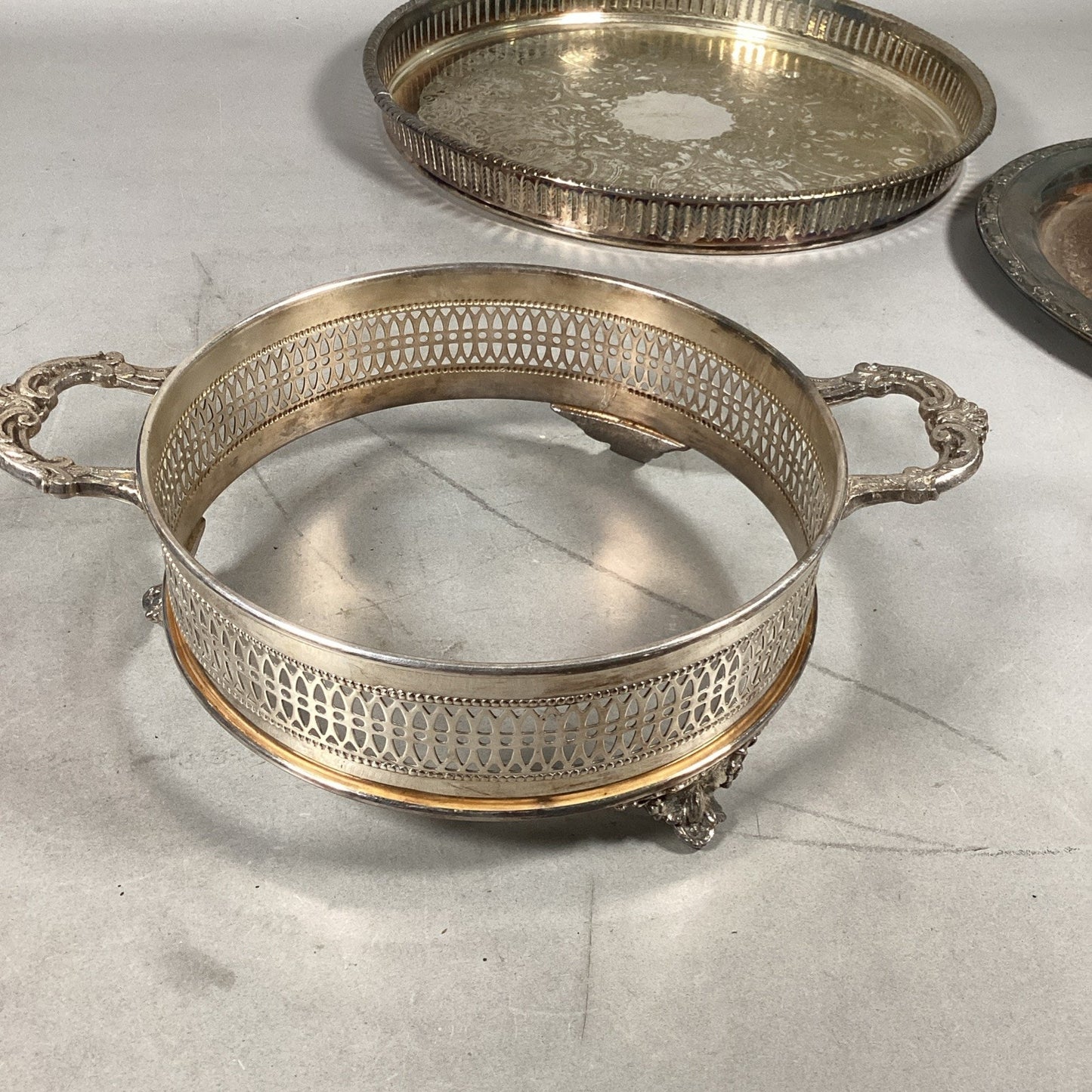 Set Of Vintage Silver Plated Serving Dishes Trays