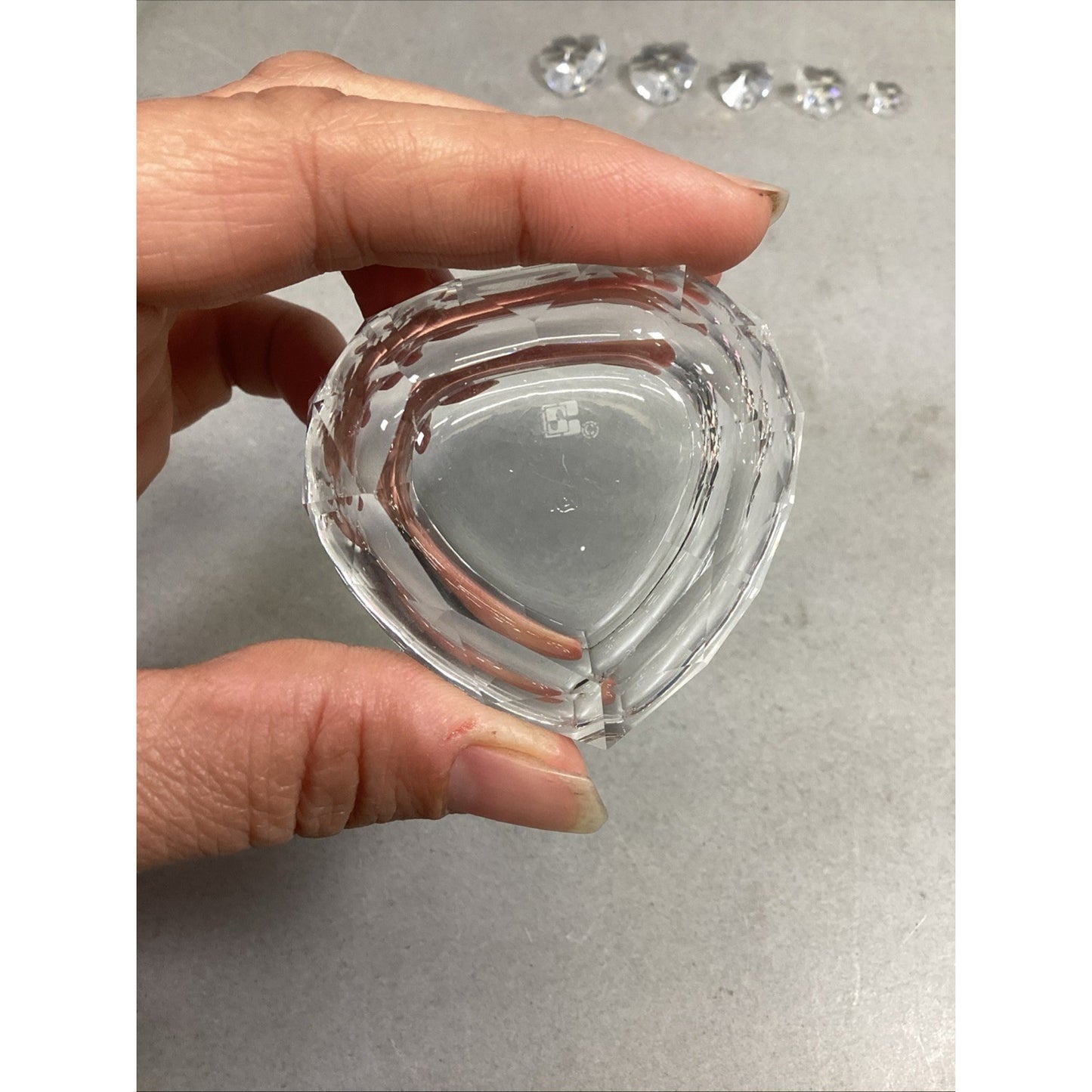 Set Of 7 - Swarovski Crystal Heart Ornament, Trinket Dish & 5 Mini Hearts