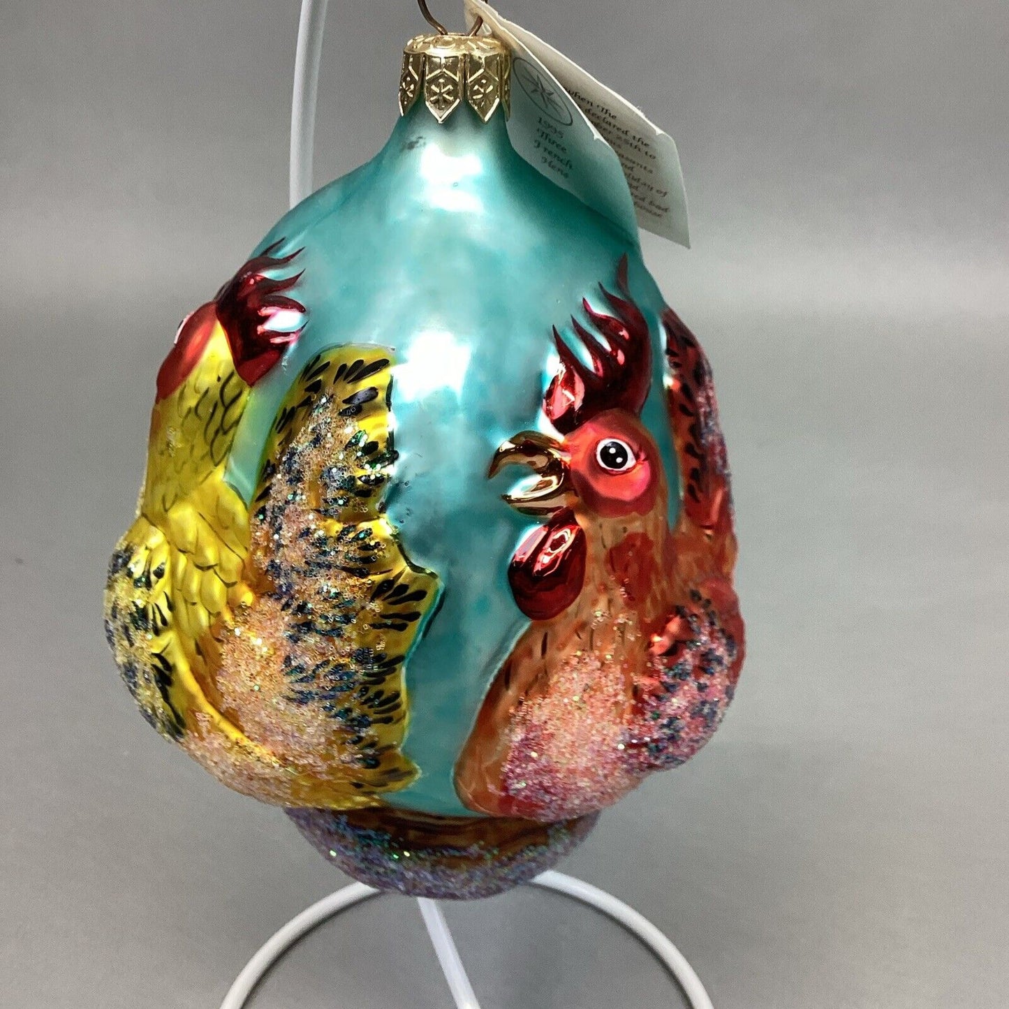 Christopher Radko Three French Hens 12 Days Of Christmas Glass Ornament W/ Tag