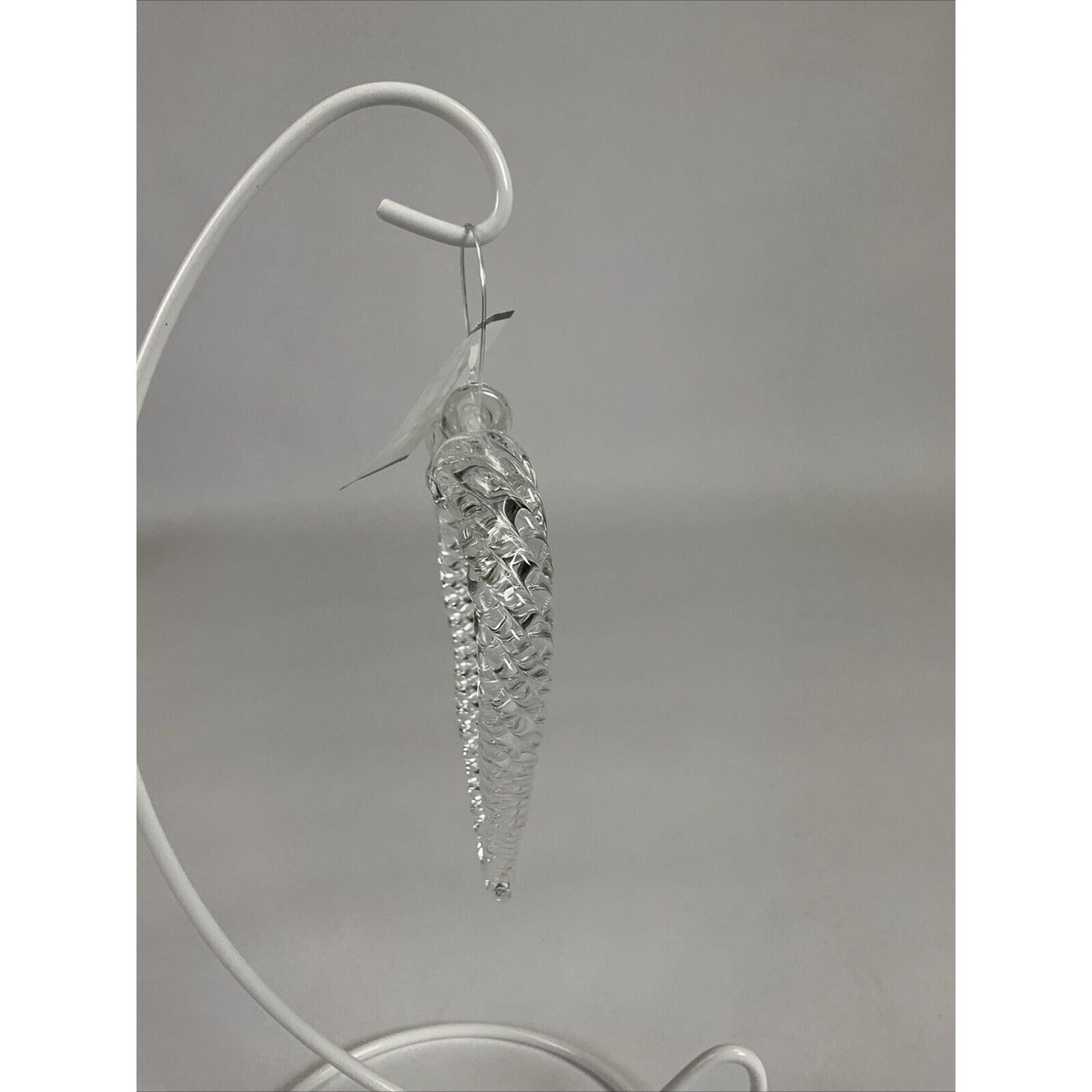 Clear Hearts Crystal Ridged Glass Heart Christmas Ornaments