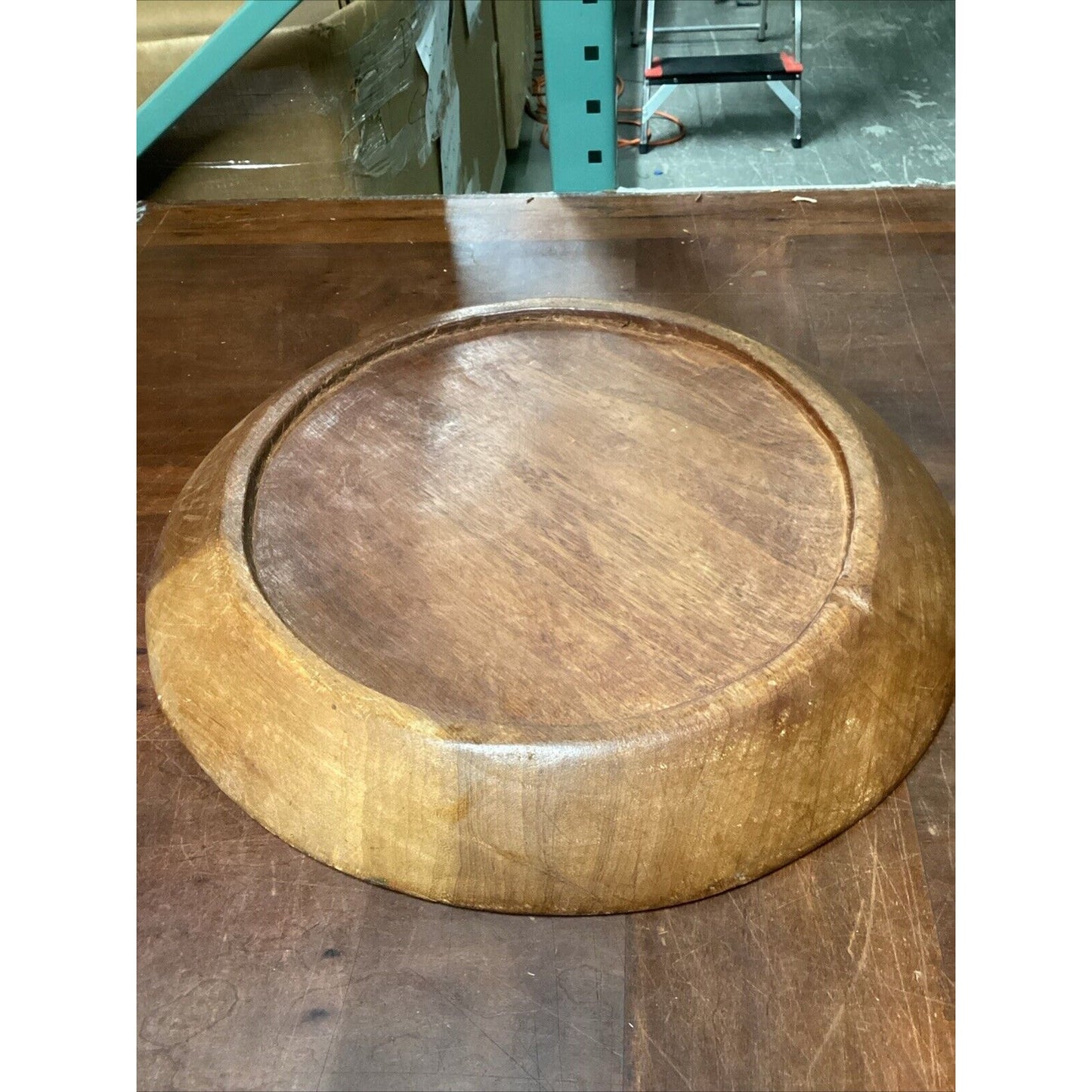 Vintage Solid & Heavy Wooden Decorative Center Table Plate Or Serving Tray -22”D