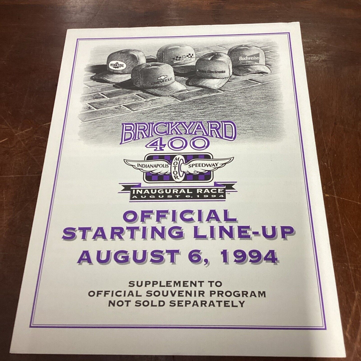 2 Brickyard 400 Inaugural Race Official Program Indianapolis Motor Speedway