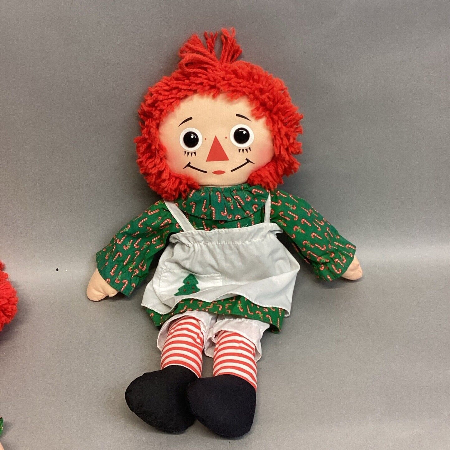 Lot Of 2 Vintage 1988 Playskool 18”Raggedy Ann Candy Cane Christmas Edition Doll