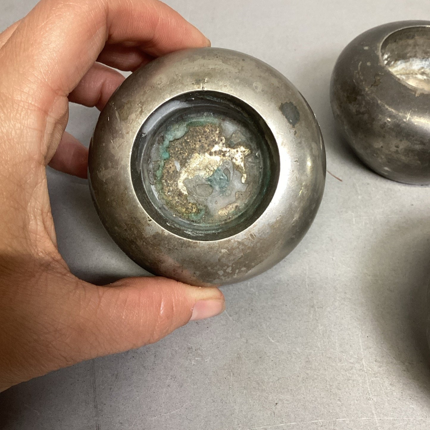 Set Of 4 Silver Plated Candle Holders - 1.75”Hx2.75”D