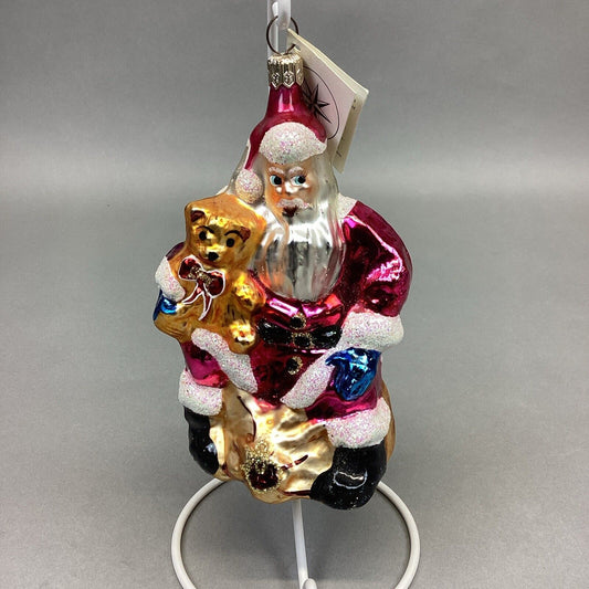 Radko Santa Claus & Teddy Bear Glass Ornament With Tags