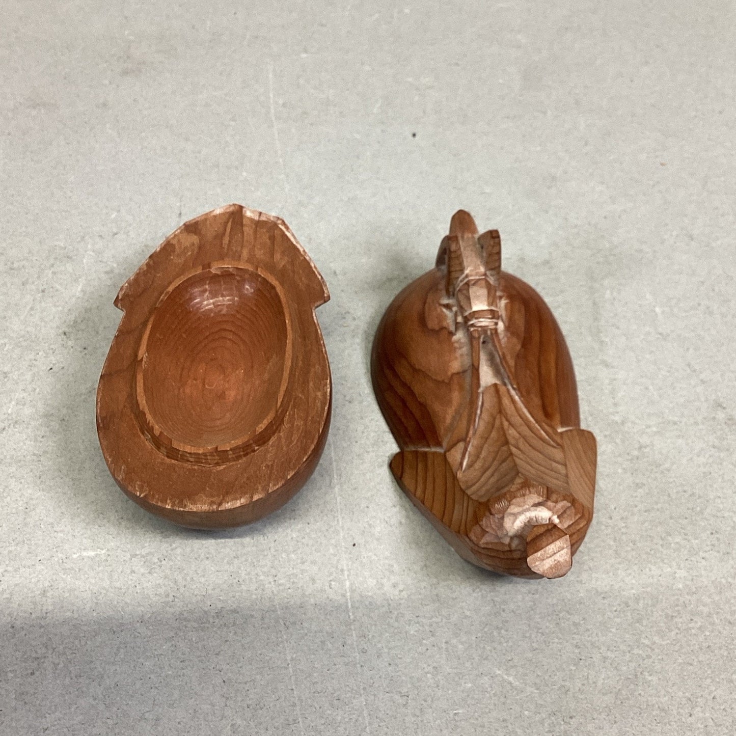 Hand Carved Wooden Grasshopper Cricket On Pear Miniature Trinket Box Figurine