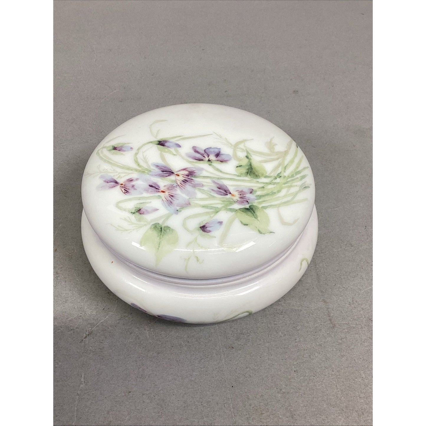 Limoges Elite Purple Flower Trinket Box - Made In France