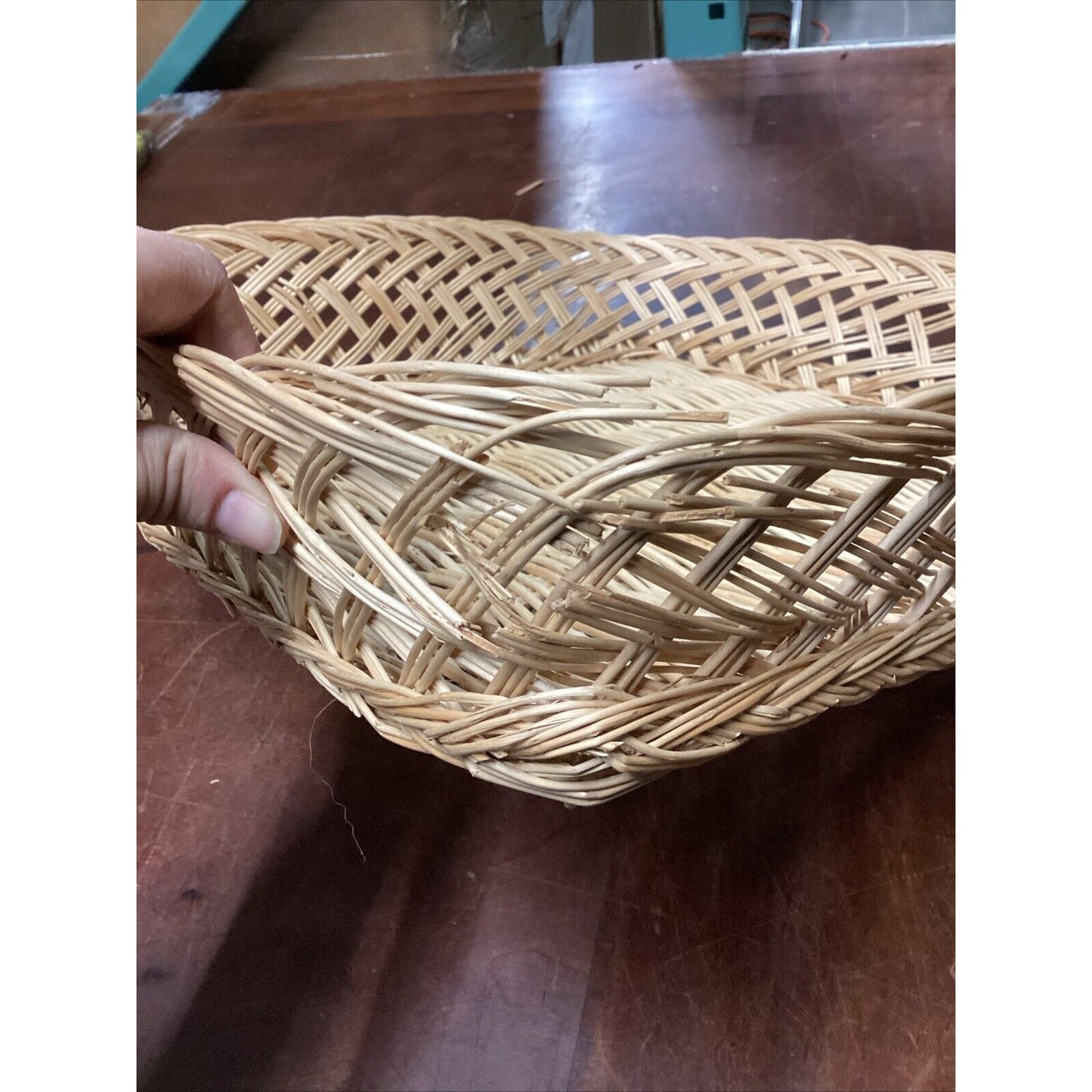 Vintage Wicker Bread Basket - 14.5”D