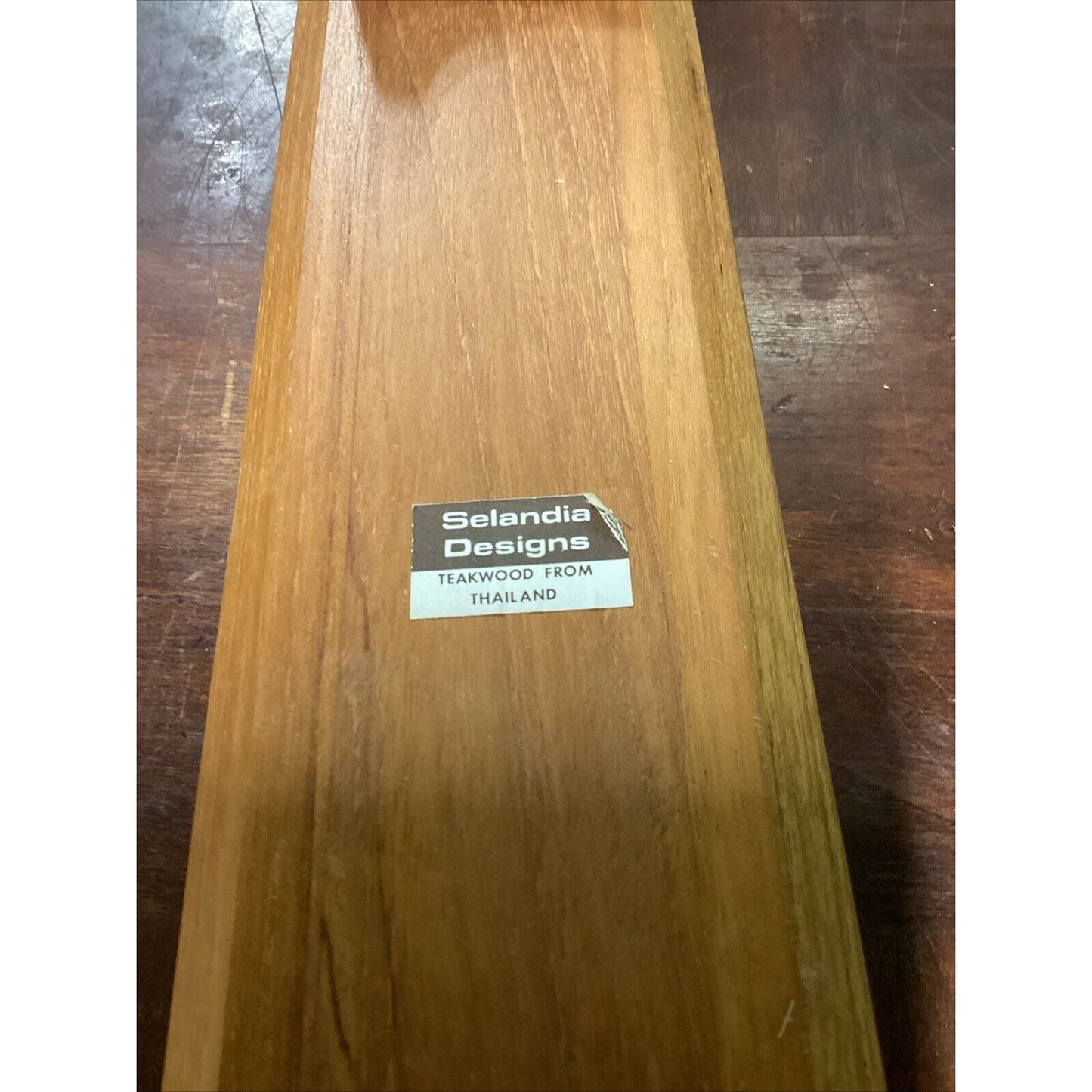 Selandia Teak Wood Bread Slicing Serving Tray Board with Feet - 17.5” - Thailand