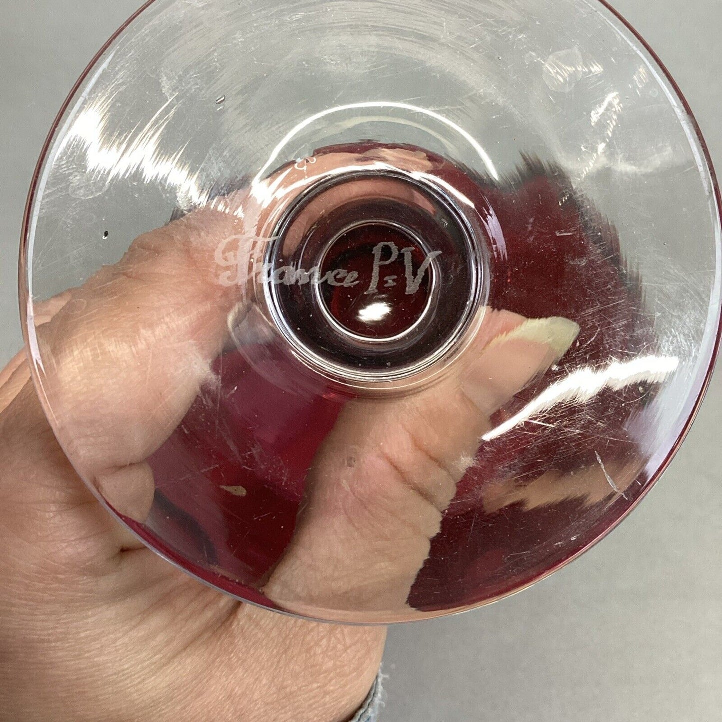 Vintage Glass Cranberry France PV Flower Vase Or Goblet - 6.5”