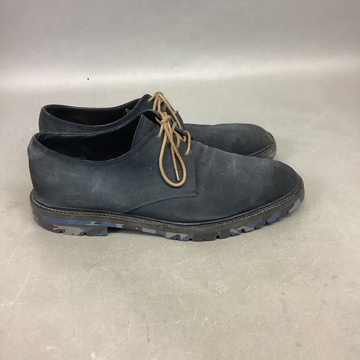 Sergio Rossie Blue Suede Oxford Shoes With Blue Camo Bottoms #4620 - 9