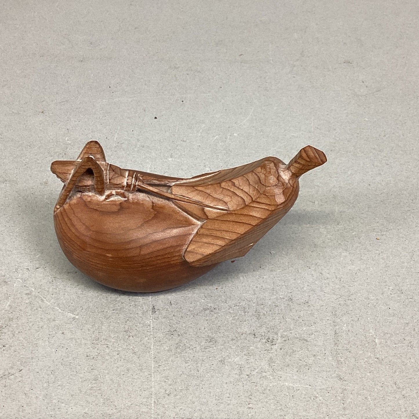 Hand Carved Wooden Grasshopper Cricket On Pear Miniature Trinket Box Figurine