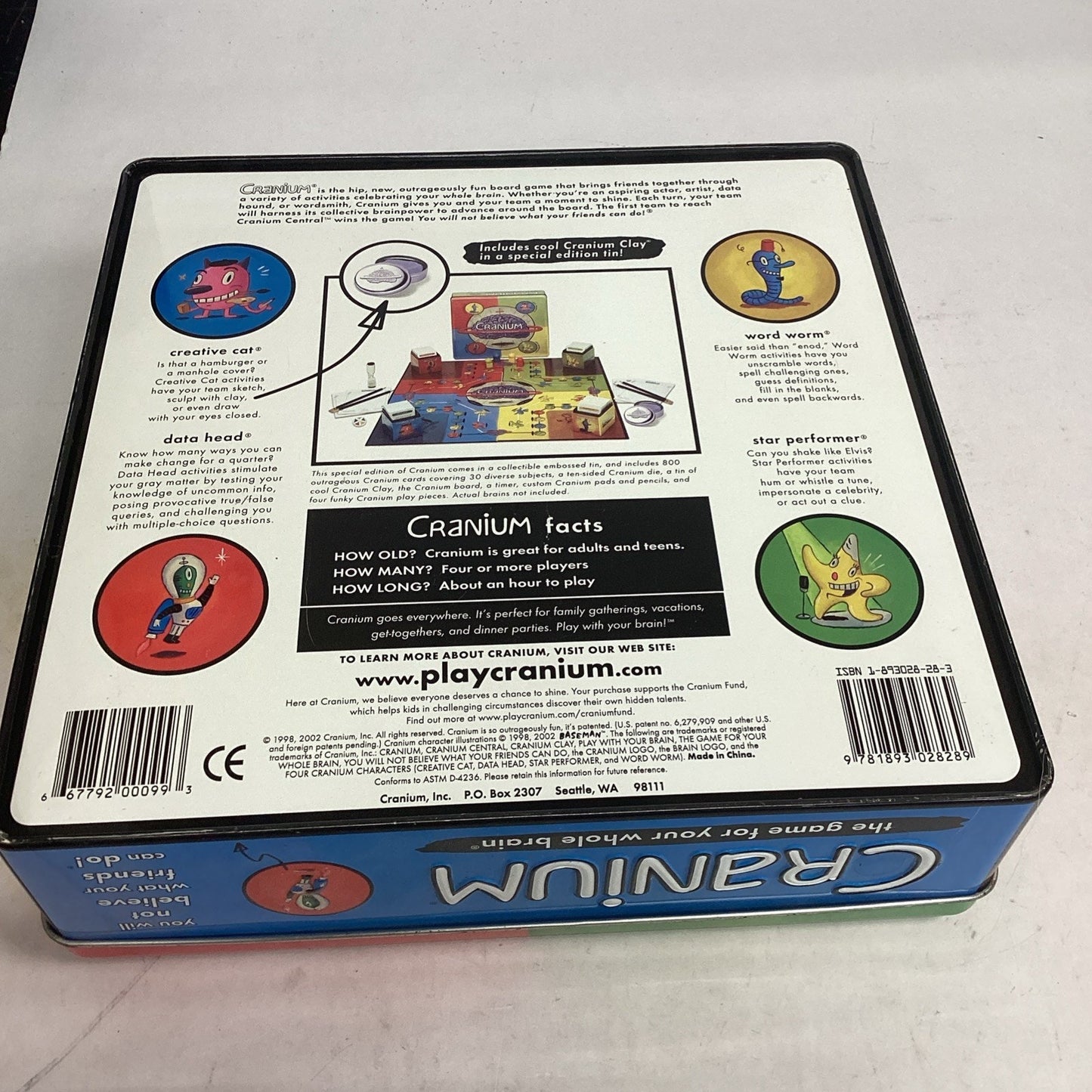 Cranium Board Game Tin Case Limited Edition Metal Box 2002