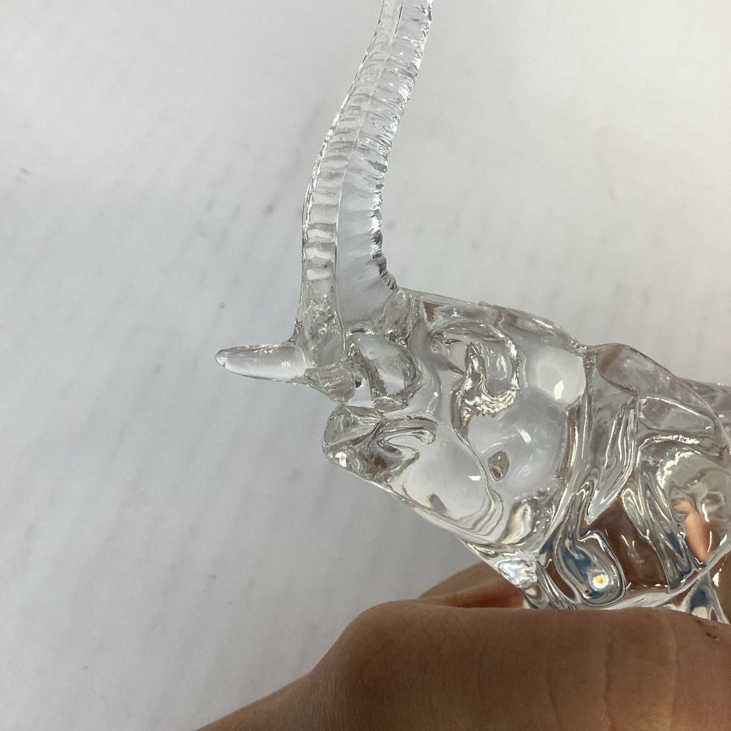 Lot of 2 Vintage Clear Glass Elephant Figurines on Frosted Glass Bases