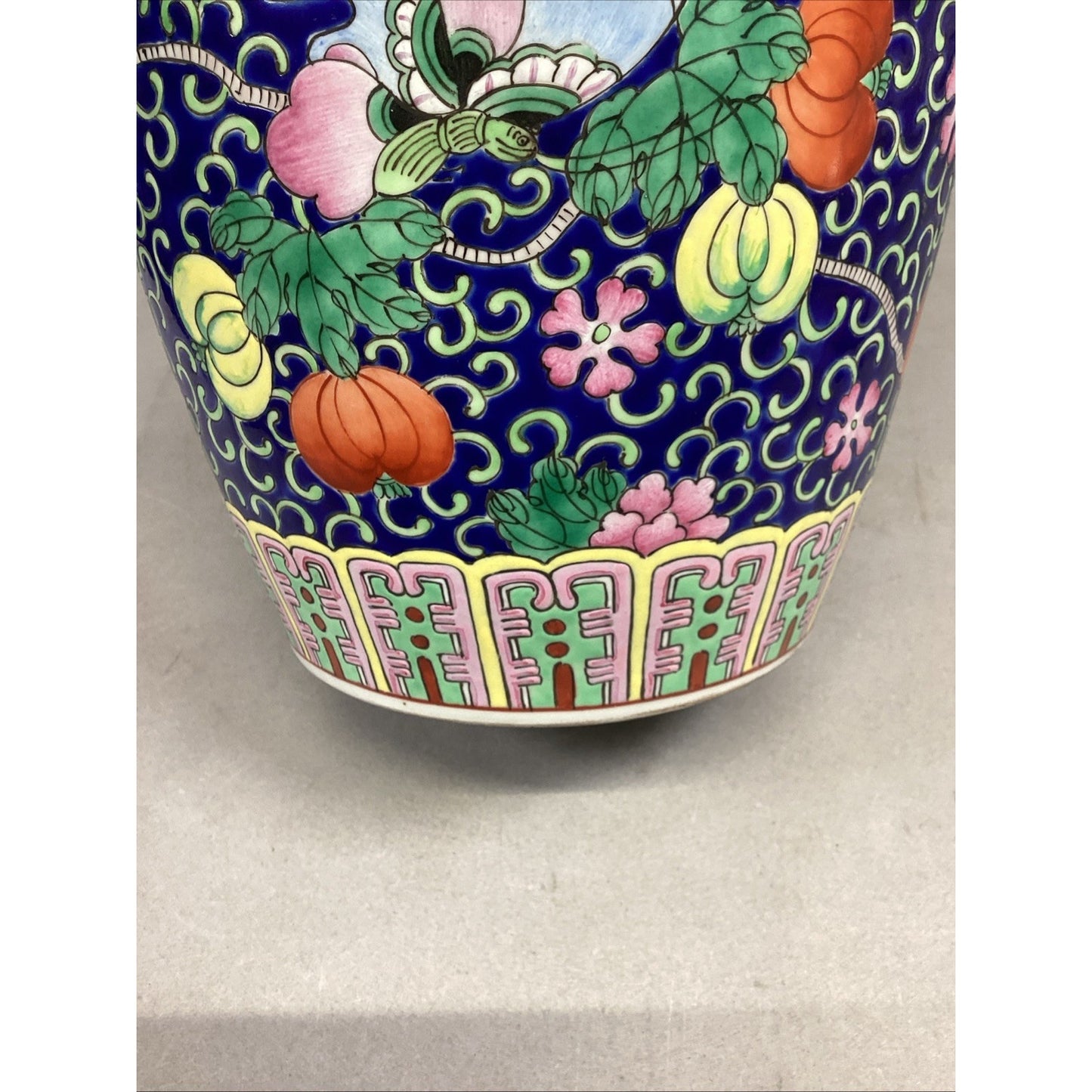 Vintage Japanese Floral And Butterflies Vase - 14.5”H