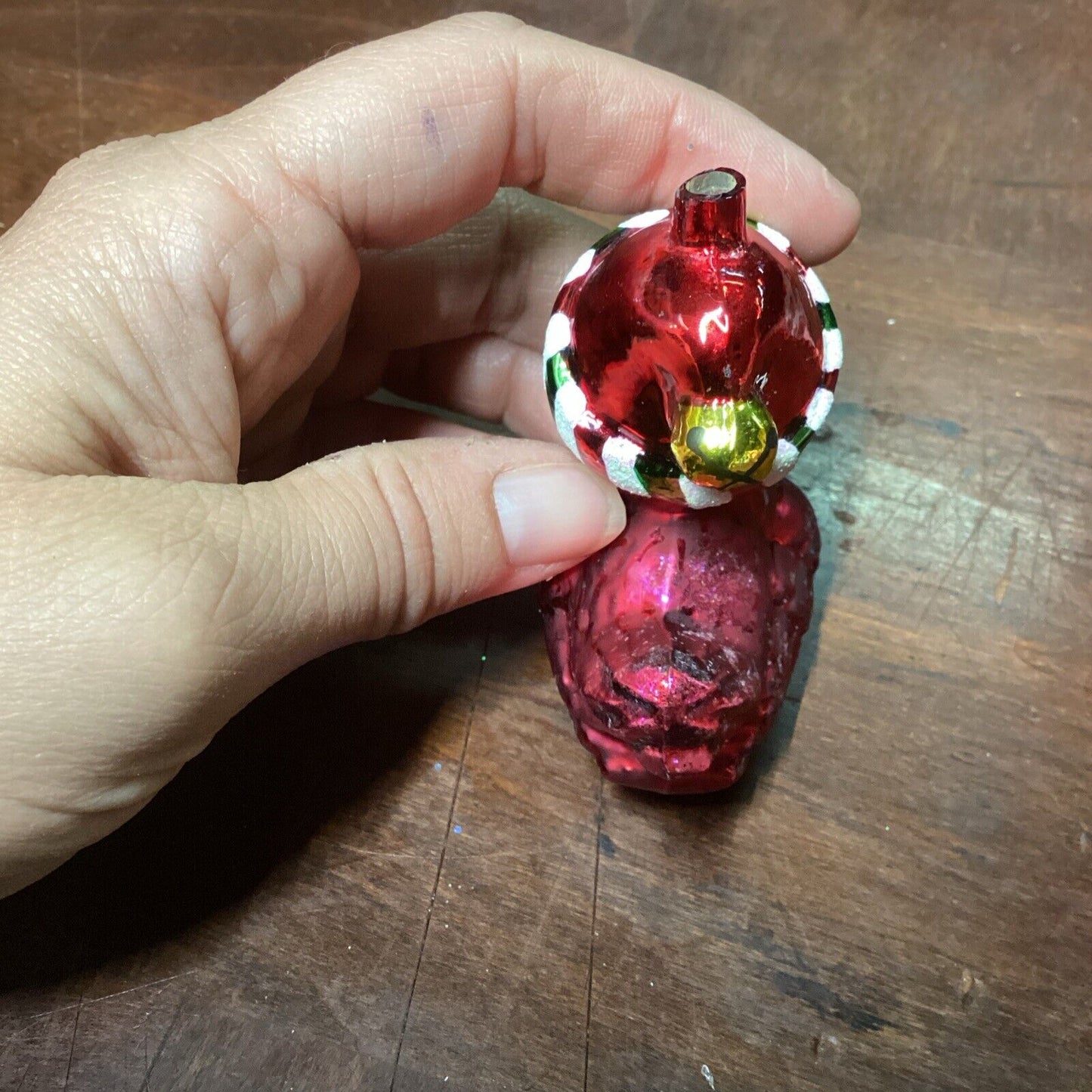 Radko Baby Cardinal Glass Ornament With Broken Beak And No Topper