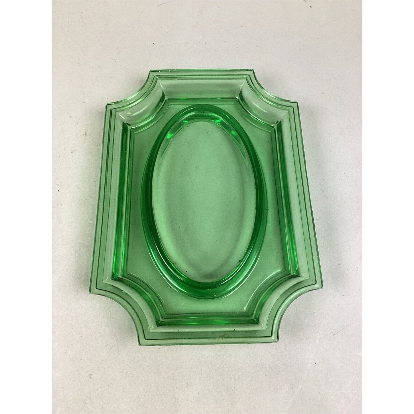 Emerald Green Glass Bread Plate Serving Dish - 13.5”L