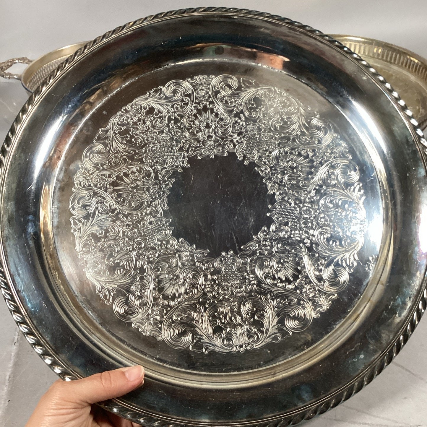 Set Of Vintage Silver Plated Serving Dishes Trays