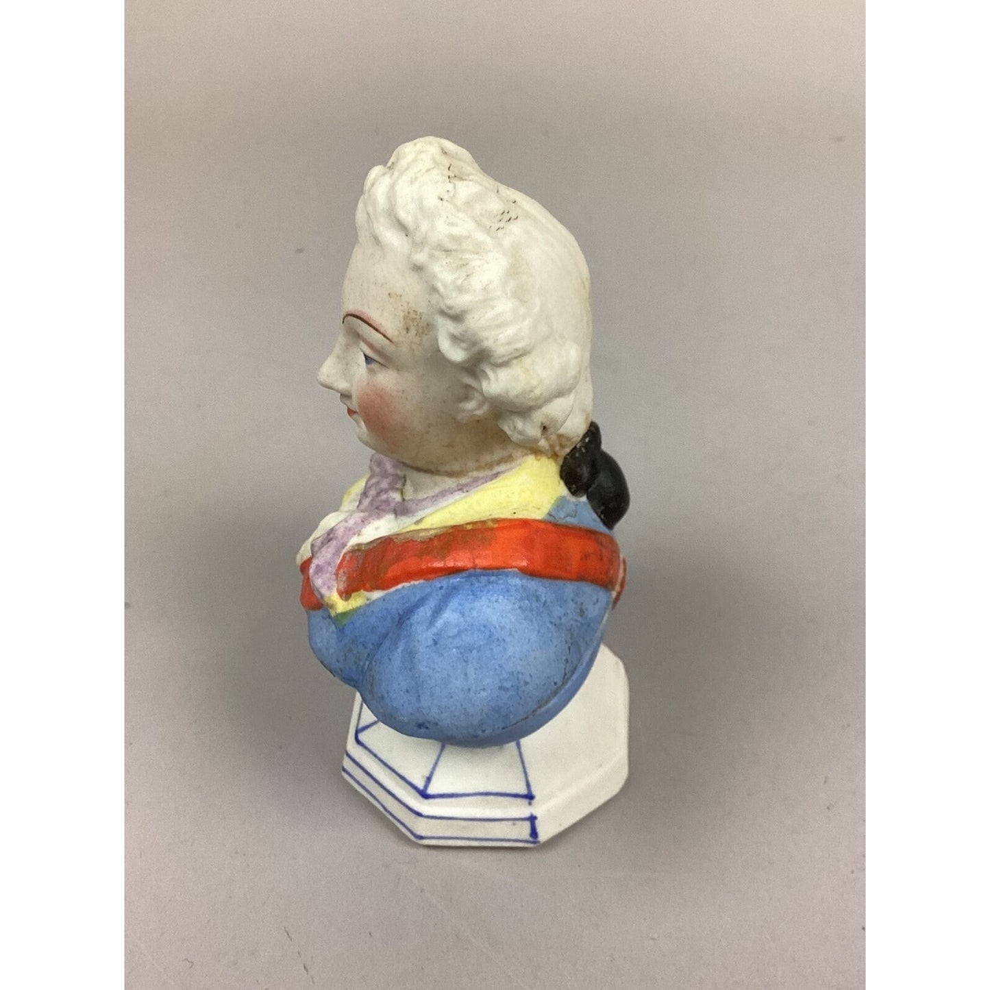 Antique German Porcelain Figurines - Man & Busty Lady Trinket Or Jewelry Box