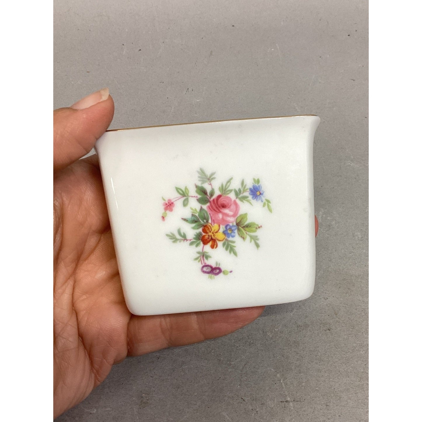Minton Floral Toothpick Holder & Bavaria Schumann Reticulated Trinket Candy Dish