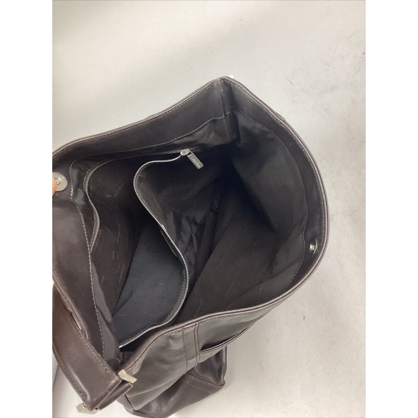 Calvin Klein Dark Brown Leather Handbag Shoulder Bag