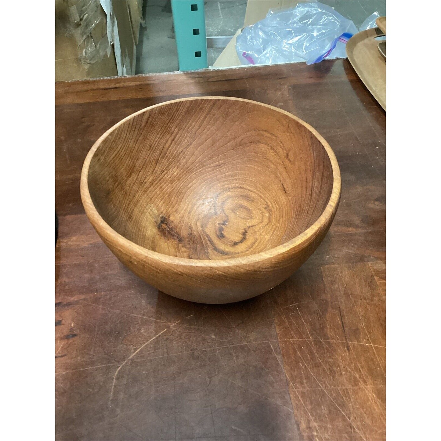 Set Of 2 Vintage Wooden Serving Salad Bowls - Medium & Large