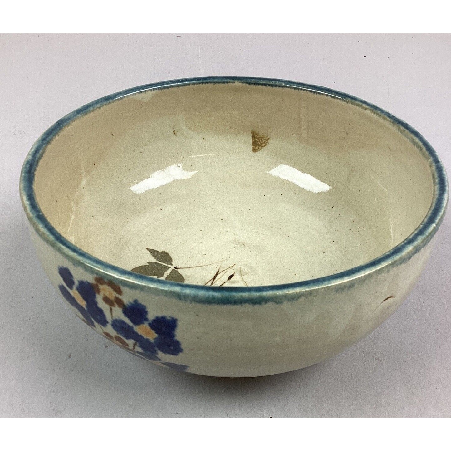 Set Of 3 Handmade Art Pottery Floral Bowl And 2 Plates