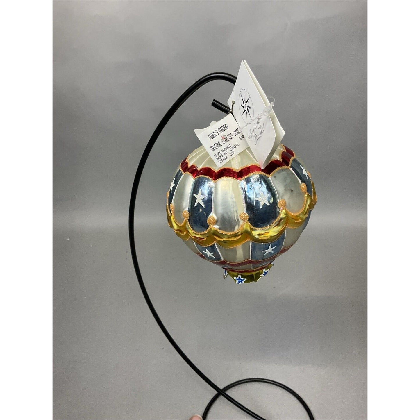 Radko Glory Abounds + Candy Striped Balloon Christmas Ornament / Damaged