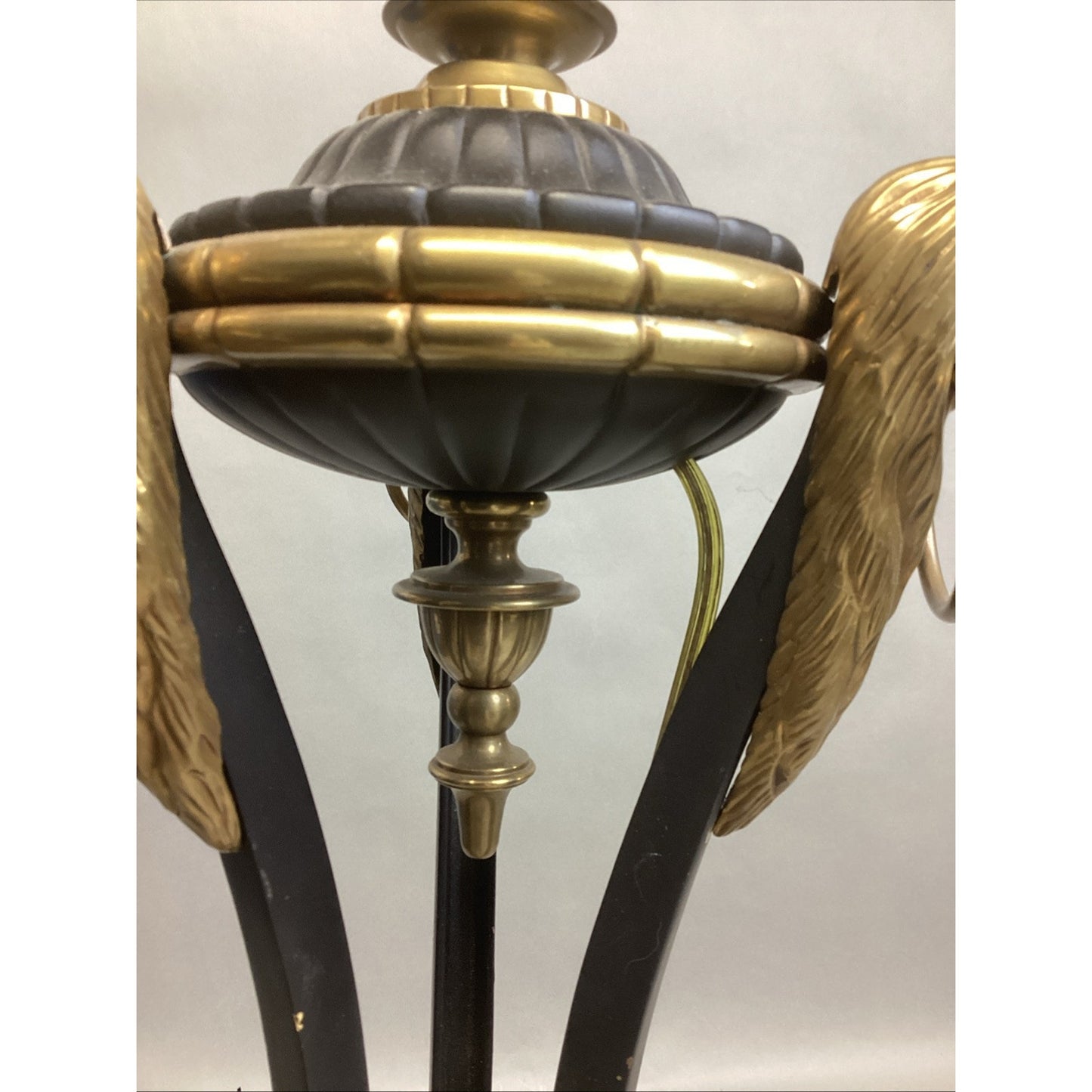 Vintage Neoclassical Brass Lions Heads And Claws Heavy Lamp - No Lampshade