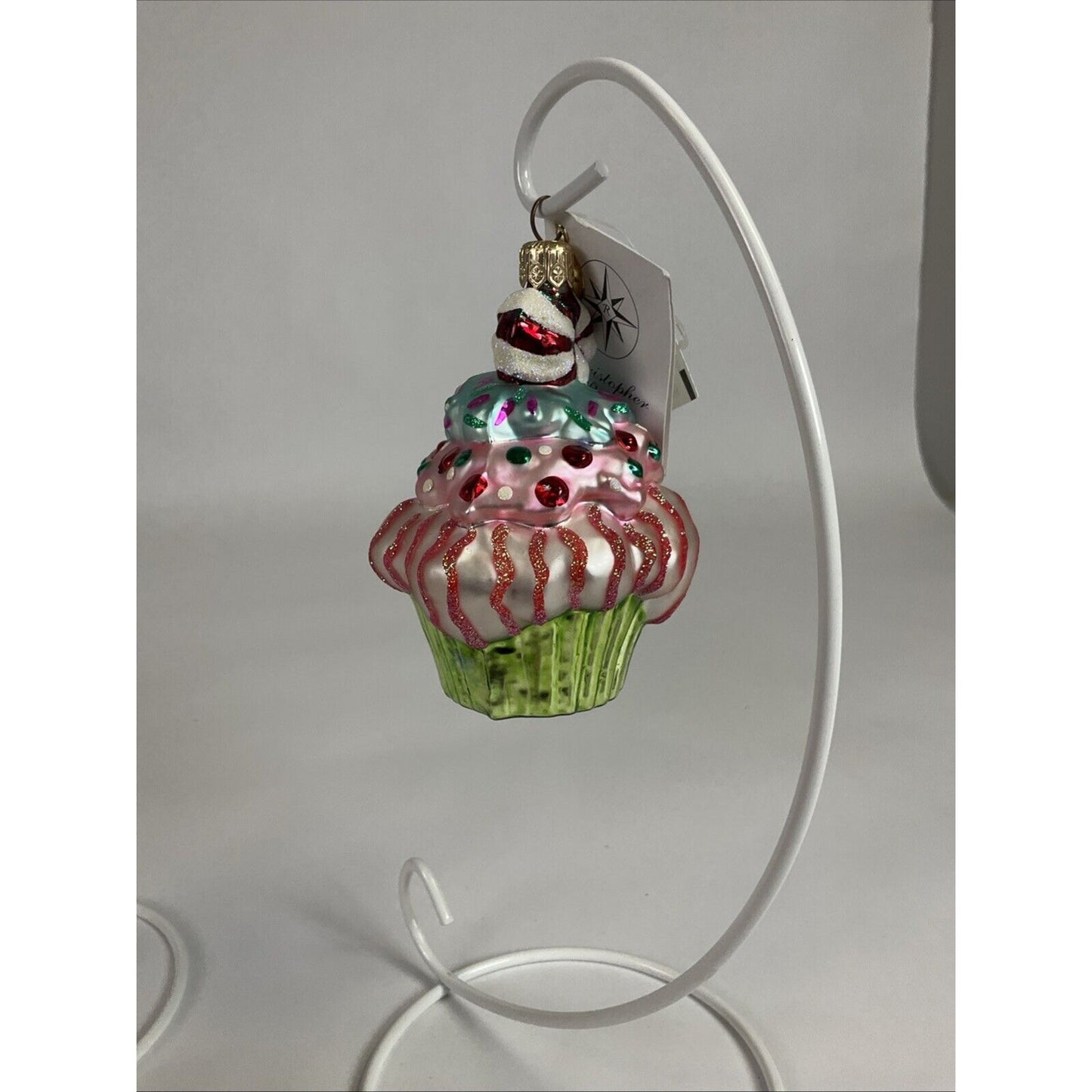 Christopher Radko Mint Confection Cupcake + Tiny Tootsies Christmas Ornaments