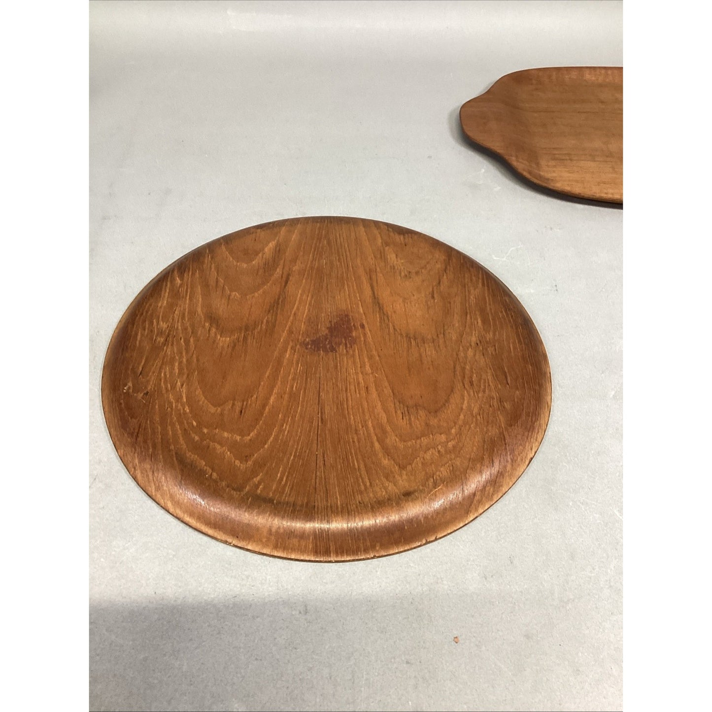 Set Of 3 - Teak Serving Platter- Round Serving Platter And Small Bowl