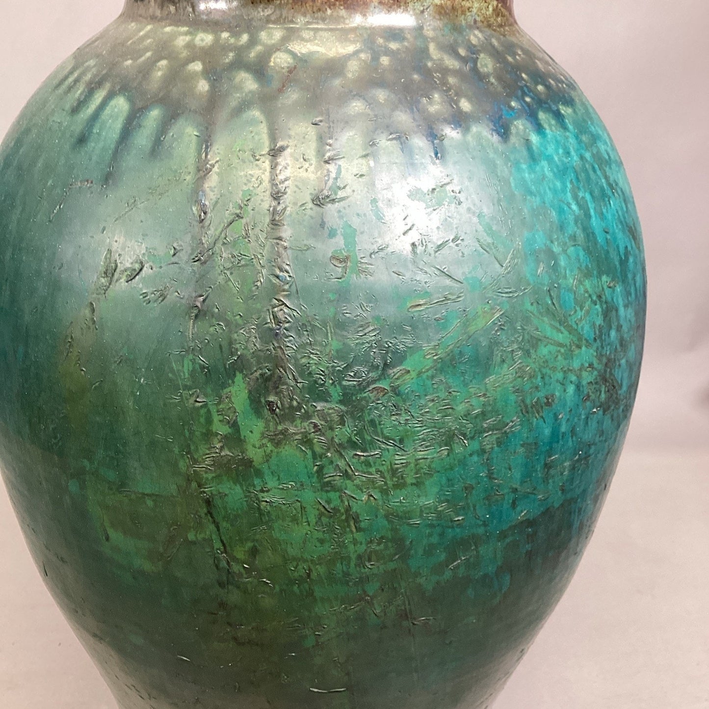 Handmade Turquoise Teal Large Vase - 17.5”H