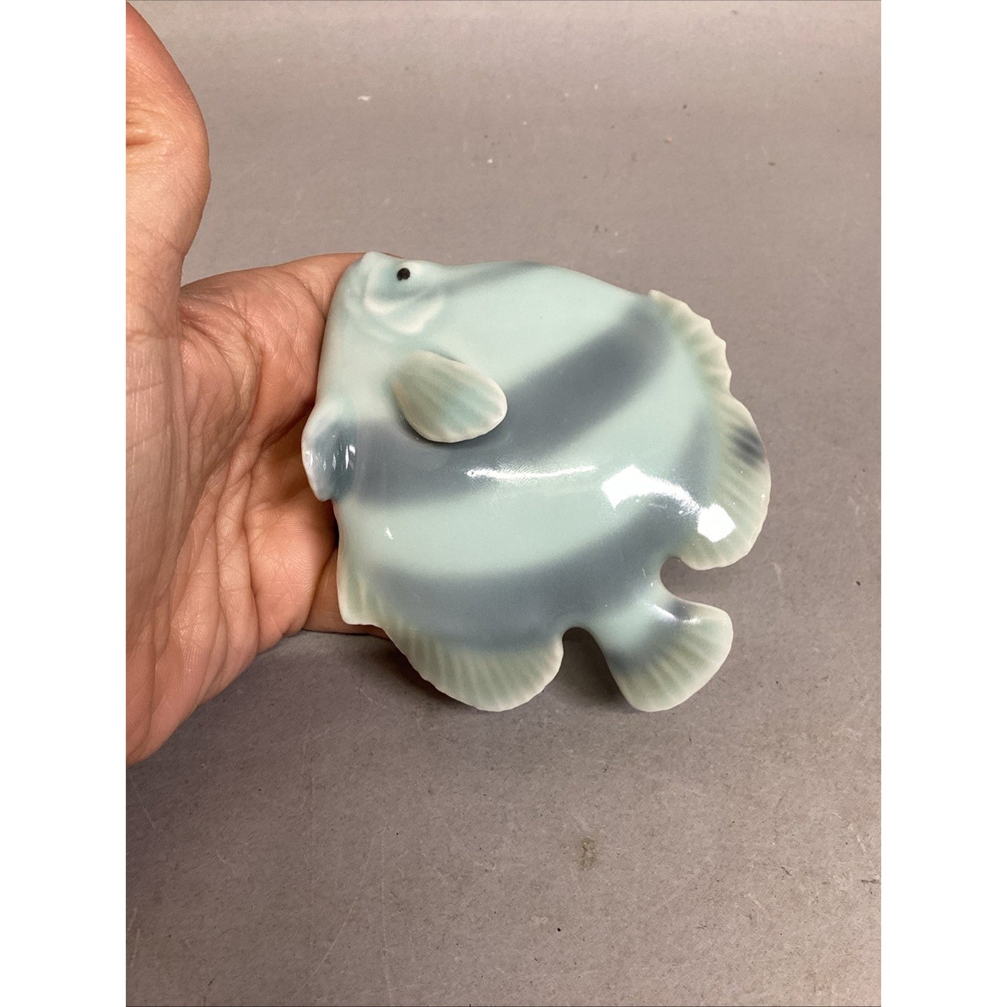 Vintage Porcelain Blue Fish Figurine - 4.25x1.5x3.25”