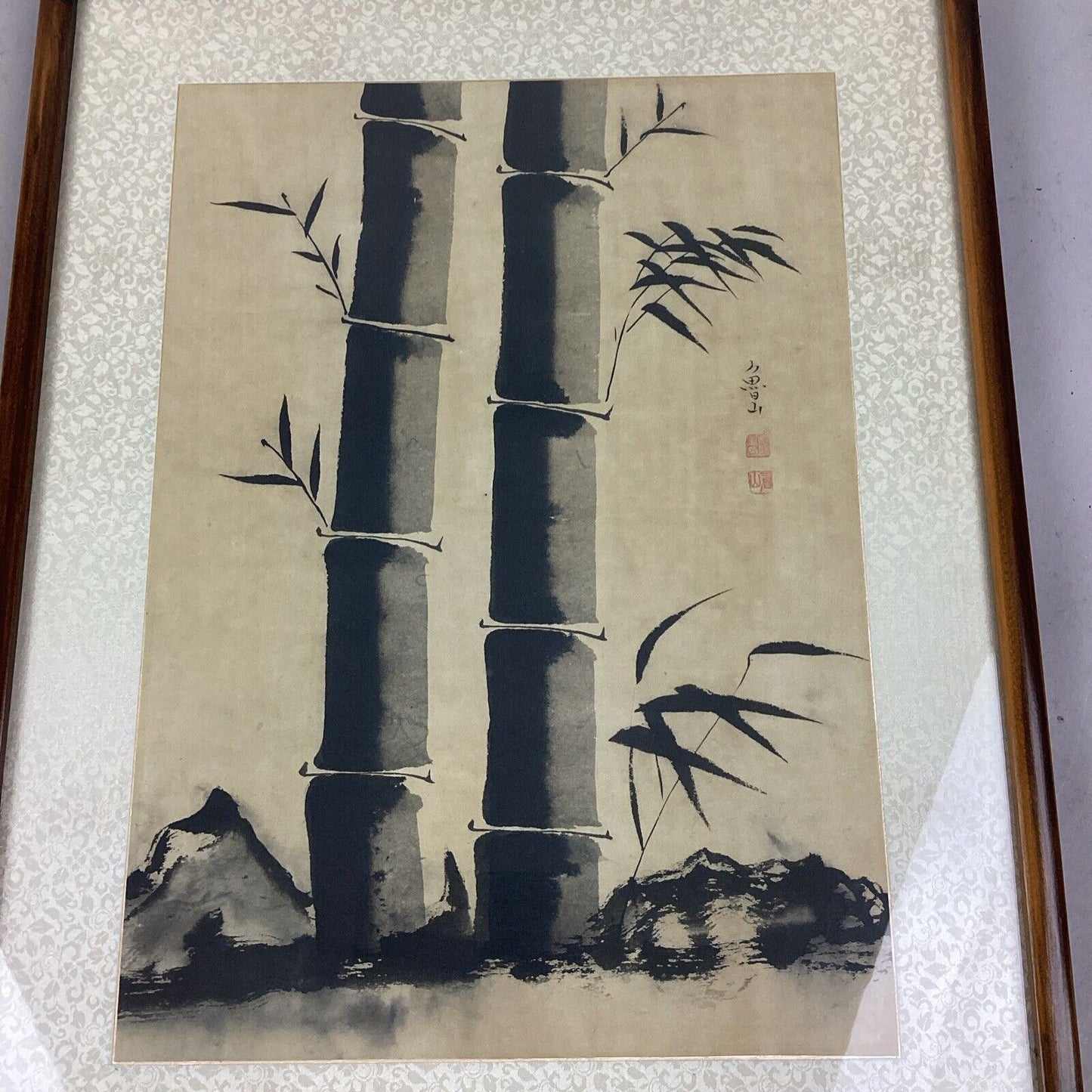 Vintage Chinese Painting On Silk - Bamboo - Framed - 21x16