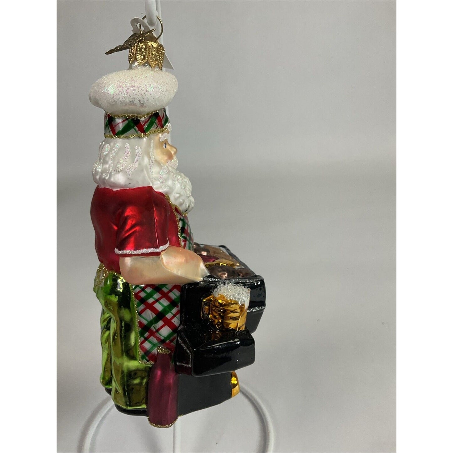 Santa’s BBQ Grill Glass Christmas Ornament European Glass 2016