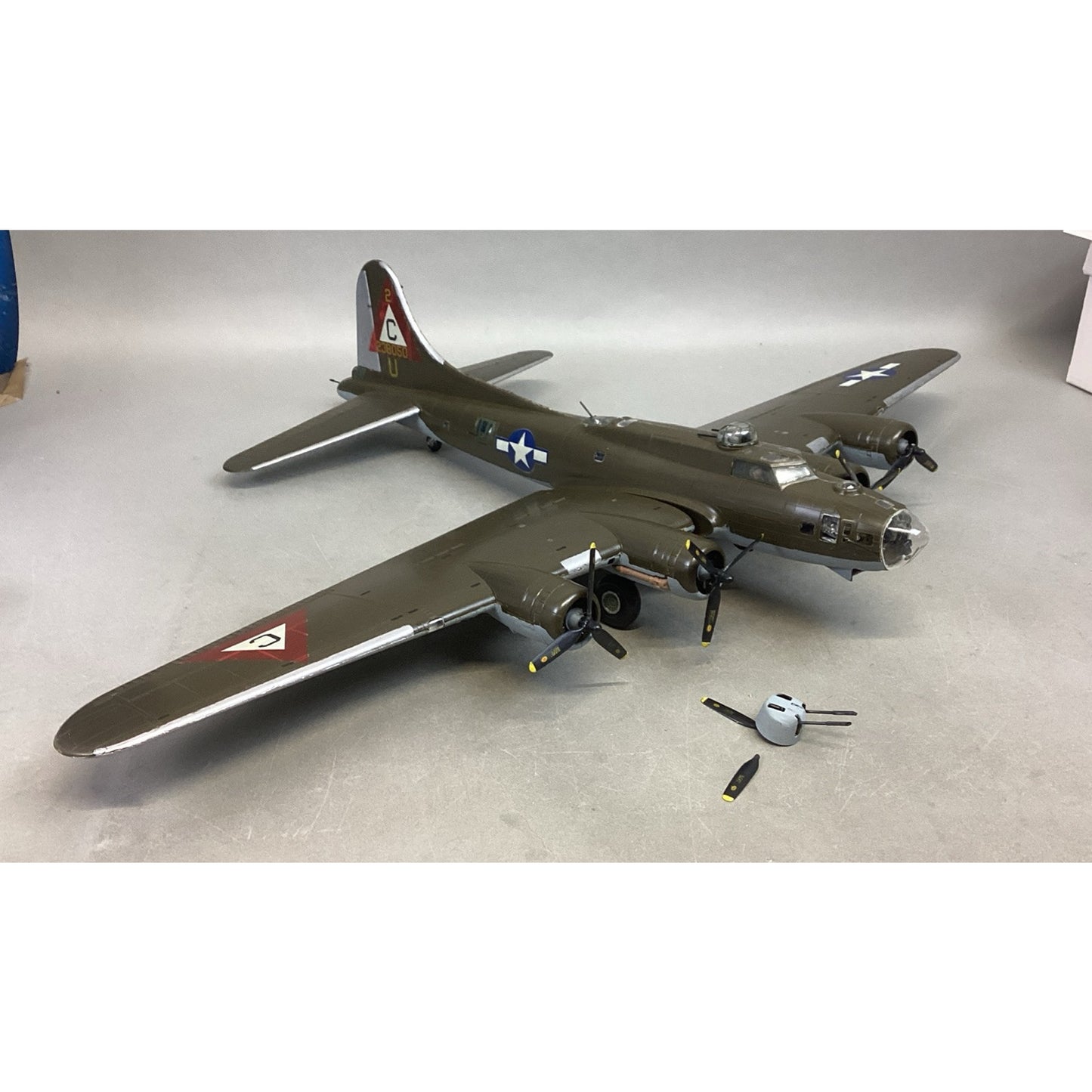Plastic Military Model Airplane With Pieces - For Repair - 19”Lx26”W