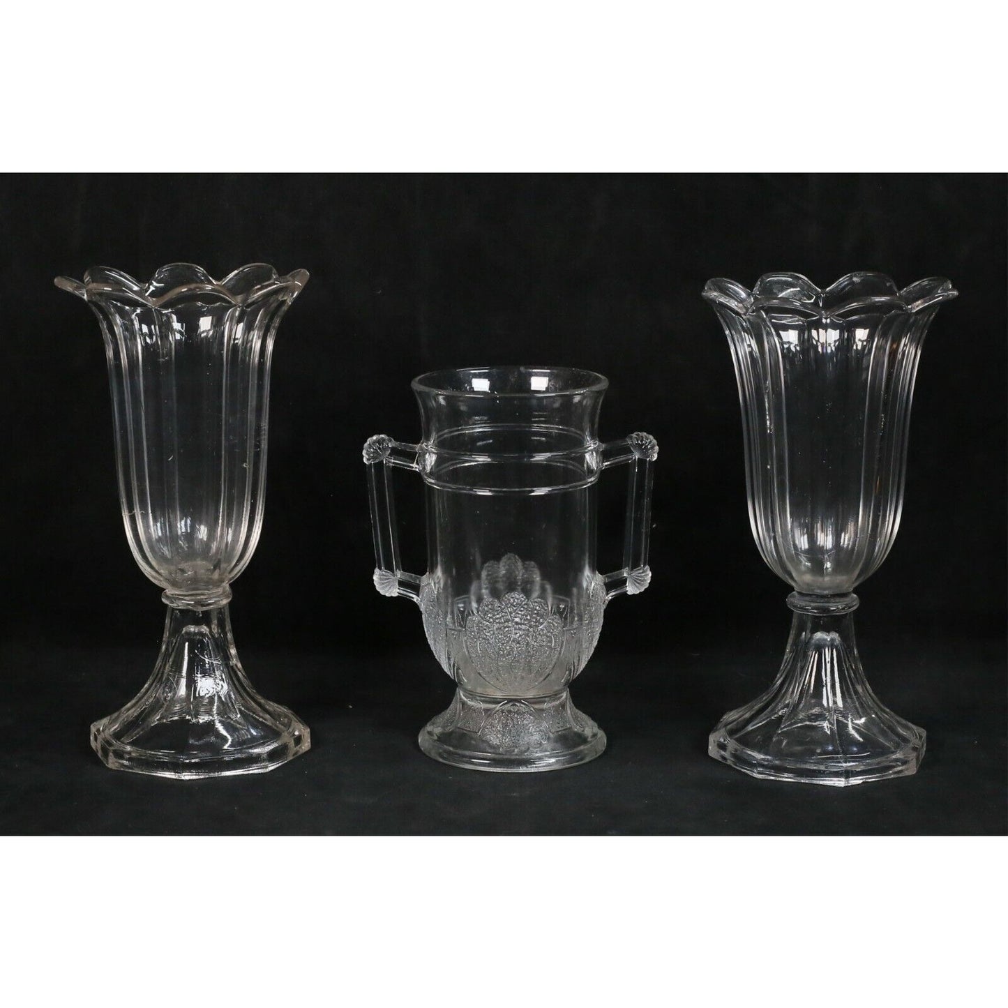 3 Pieces Pressed Glass