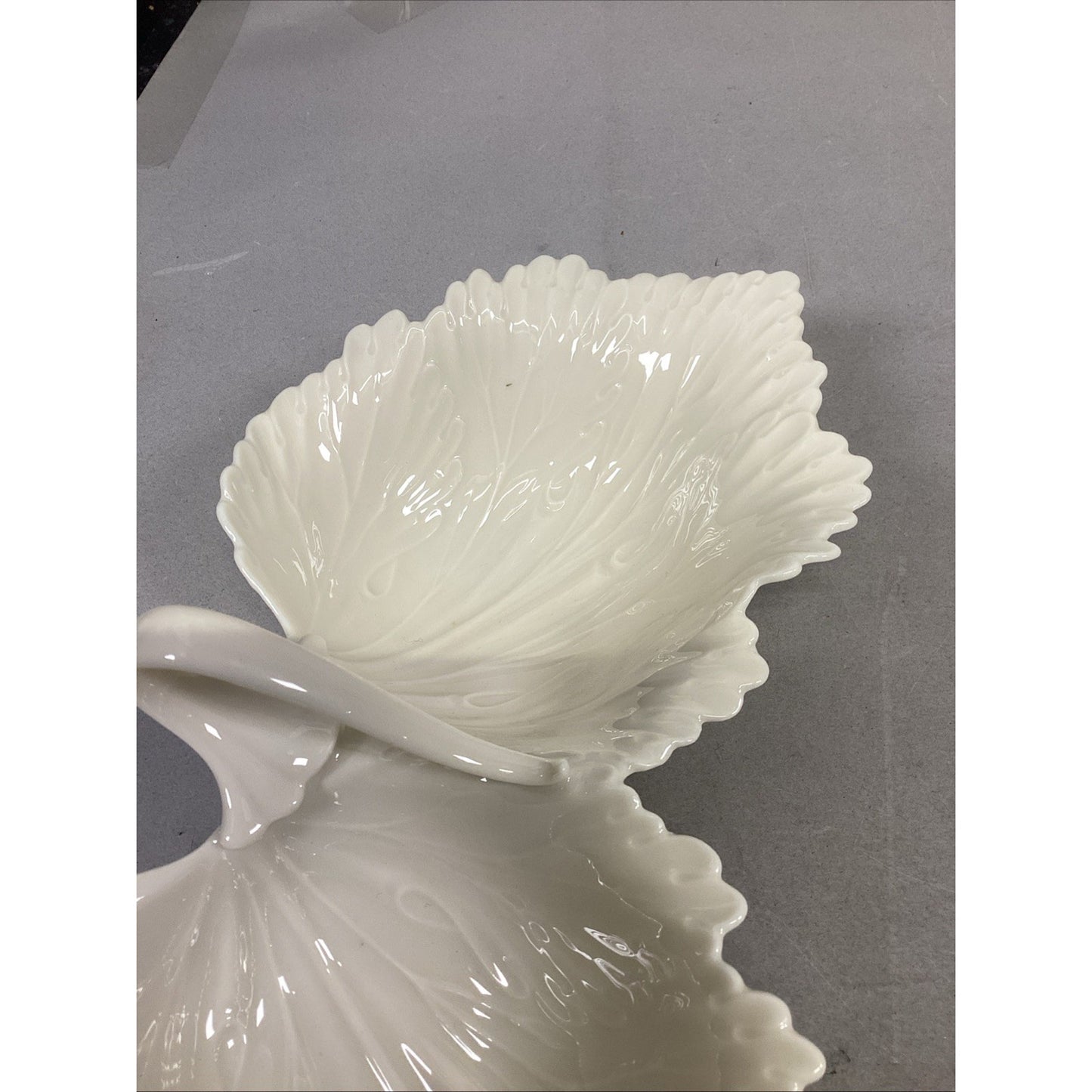 Vintage Lenox Double Leaf & Ivory China Oval Shaped Serving Candy/Nut Dishes