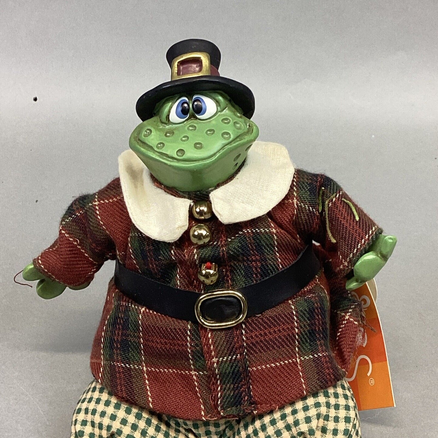 Vintage Russ Berrie #13013 Pilgrim Harvess T. Frog Toad Shelf Sitter - 6” Signed