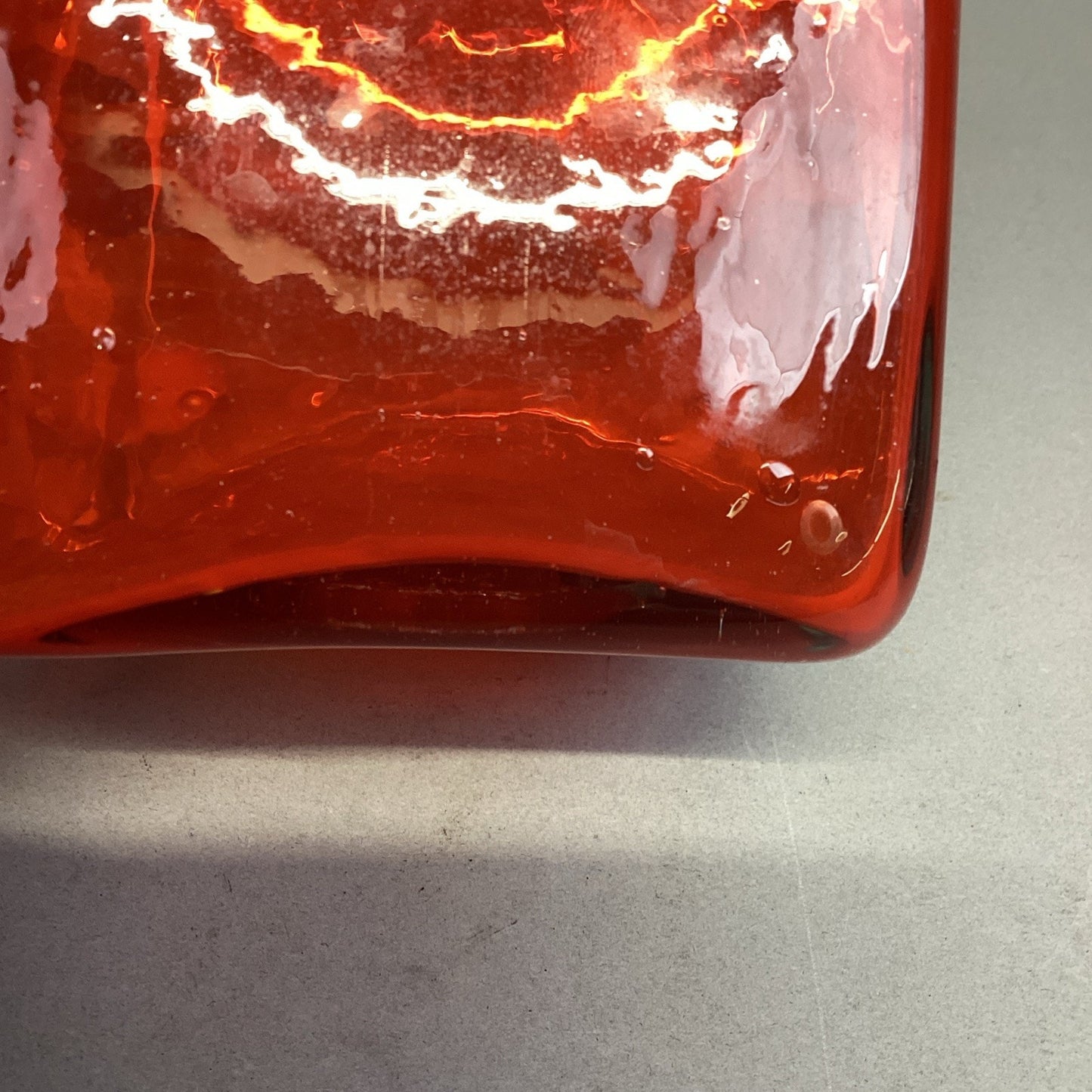 Decorative Burnt Orange Square Glass Cube Candle Holder Vase - 6”Hx4”D