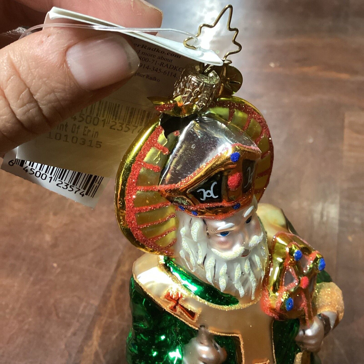 2002 CHRISTOPHER RADKO SAINT OF ERIN GEM GLASS ORNAMENT