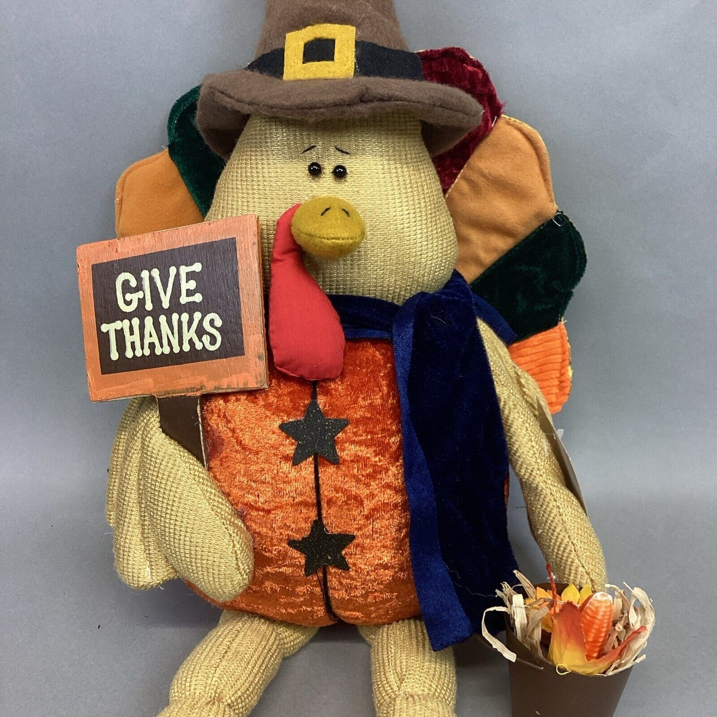 Sunset Bay Seasonal Turkey Pilgrim Plush Shelf Sitter #C5959 - 28”